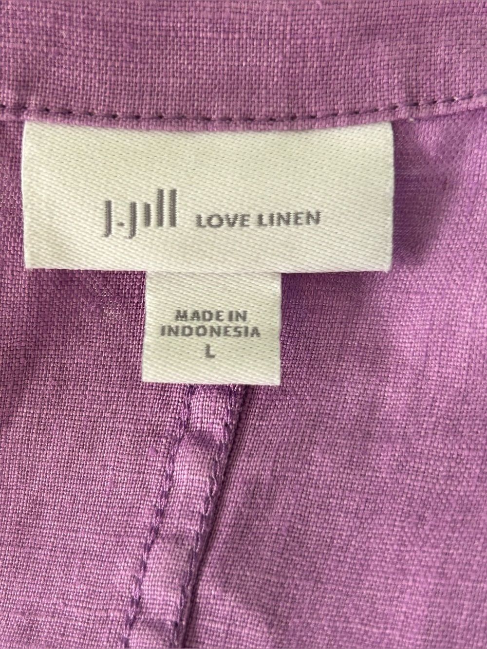 J.Jill Love Linen Purple Knee Length Dress oversized relaxed fit Sz L like XL - Picture 8 of 10